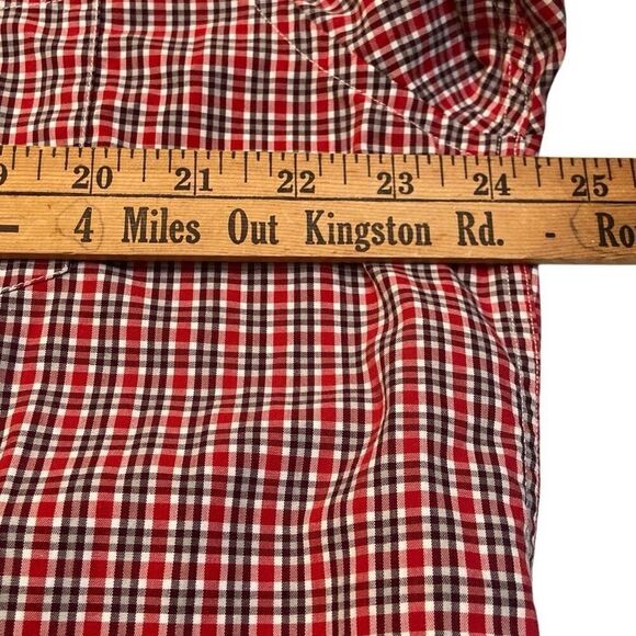 Nautica Long Sleeve Button Up Dress Shirt Small Pattern Red Navy Plaid Men Sz XL - Picture 10 of 12